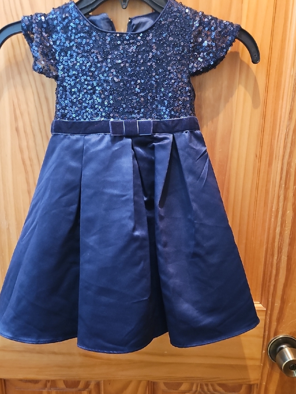 Oris Navy Sequin & Satin A-Line Dress